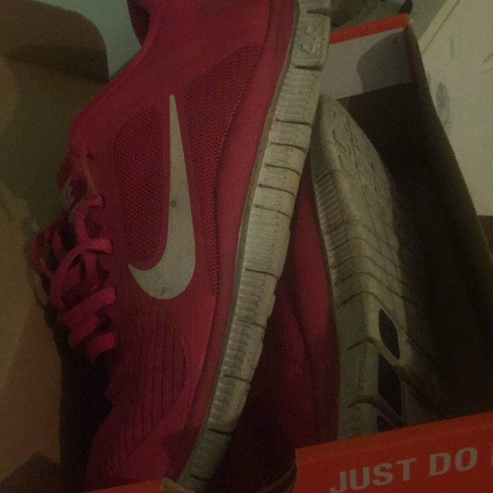 Pink and White Nike Running Shoes